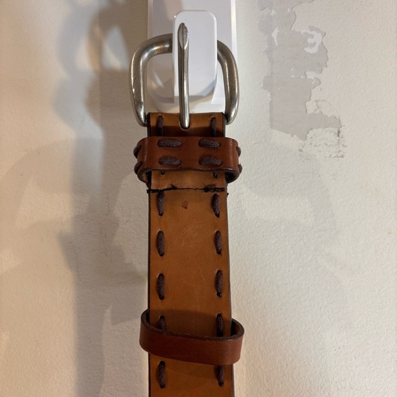 PRINCIPLES Sz 32 Brown Leather Belt With Contrasting Stiching Boho Western Vibe - Picture 2 of 9
